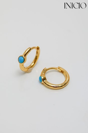 Inicio Gold Stone Huggie Hoop Earrings (M07331) | £35