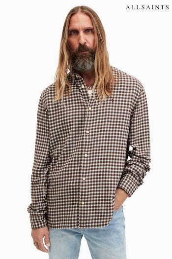 AllSaints Brown Long Sleeve Wayanda Shirt (M07722) | £99