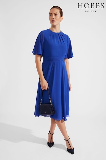 Hobbs Petite Blue Samara Dress (M07863) | £159