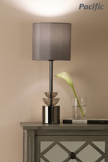 Pacific Silver Smoke Glass & Pewter Tall Desk Lamp (M08053) | £90