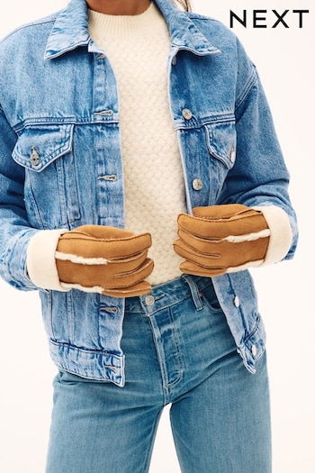 Chestnut Brown Leather Sheepskin Gloves (M08577) | £35