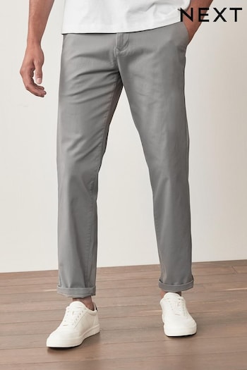 Grey Straight Stretch Chino Trousers (M08673) | £24