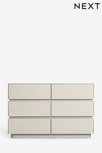 Light Grey Mayfair Glass 6 Drawer Chest of Drawers (M08768) | £799