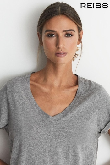 Reiss Luana Cotton-Jersey V-Neck T-Shirt (M09380) | £35