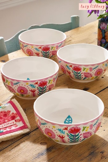 Lucy Tiffney Set of 4 Floral Cereal Bowls (M09717) | £30