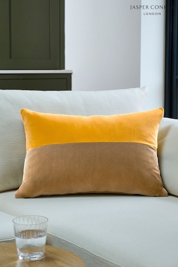 Jasper Conran London Yellow Two Tone Velvet Cushion (M0D421) | £40
