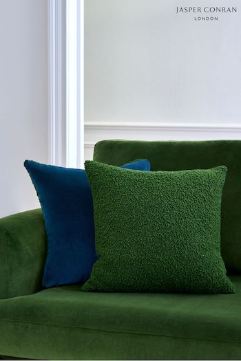 Jasper Conran London Green/Navy Blue Cosy Bouclé Feather Filled Cushion (M0L112) | £50