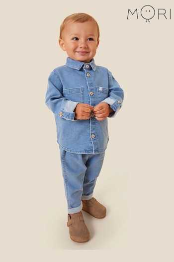 MORI Blue Organic Cotton Denim Chambray Soft Jeans Vends (M10020) | £28
