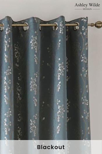 Ashley Wilde Blue Wilstone Blackout Eyelet Curtains (M12419) | £106 - £191