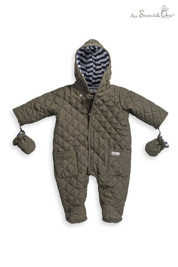 The Essential One Khaki Baby Quilted Pramsuit (M12725) | £40