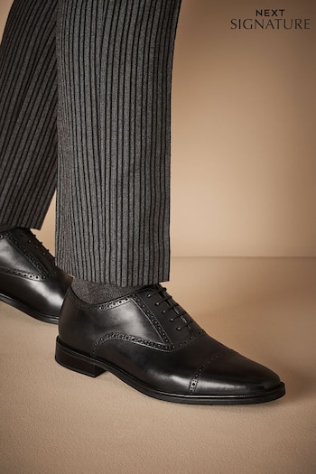 Black Signature Toe Cap Oxford Shoes (M13767) | £79