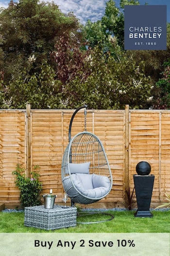 Charles Bentley Grey Egg Shaped Rattan Swing Chair (M14660) | £350