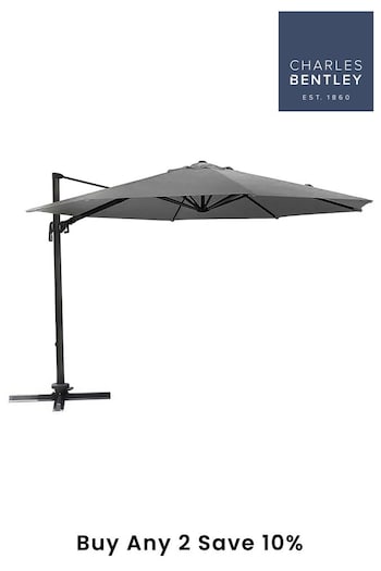 Charles Bentley Light Grey 3.5m X-Large Hanging Banana Umbrella Parasol (M14670) | £275