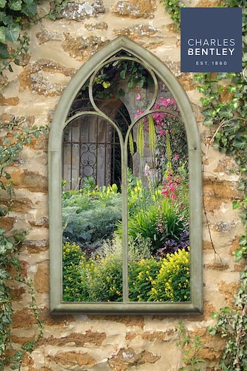 Charles Bentley Light Brown Gothic Style Chapel Garden Mirror (M14690) | £87