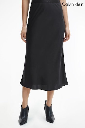 Calvin Klein Black Bias Cut Midi Skirt (M16031) | £140
