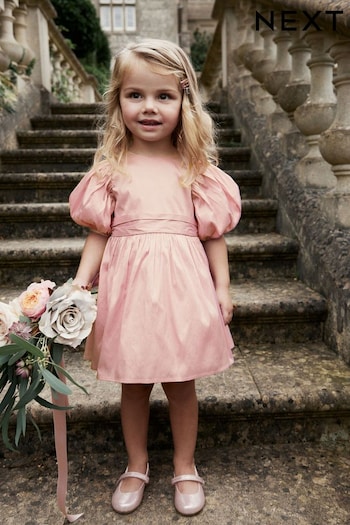 Pink Taffeta Bridesmaid Bow Dress (3mths-10yrs) (M16308) | £36 - £42