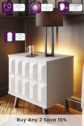 Frank Olsen White Elevate Smart LED Side Table (M17109) | £195