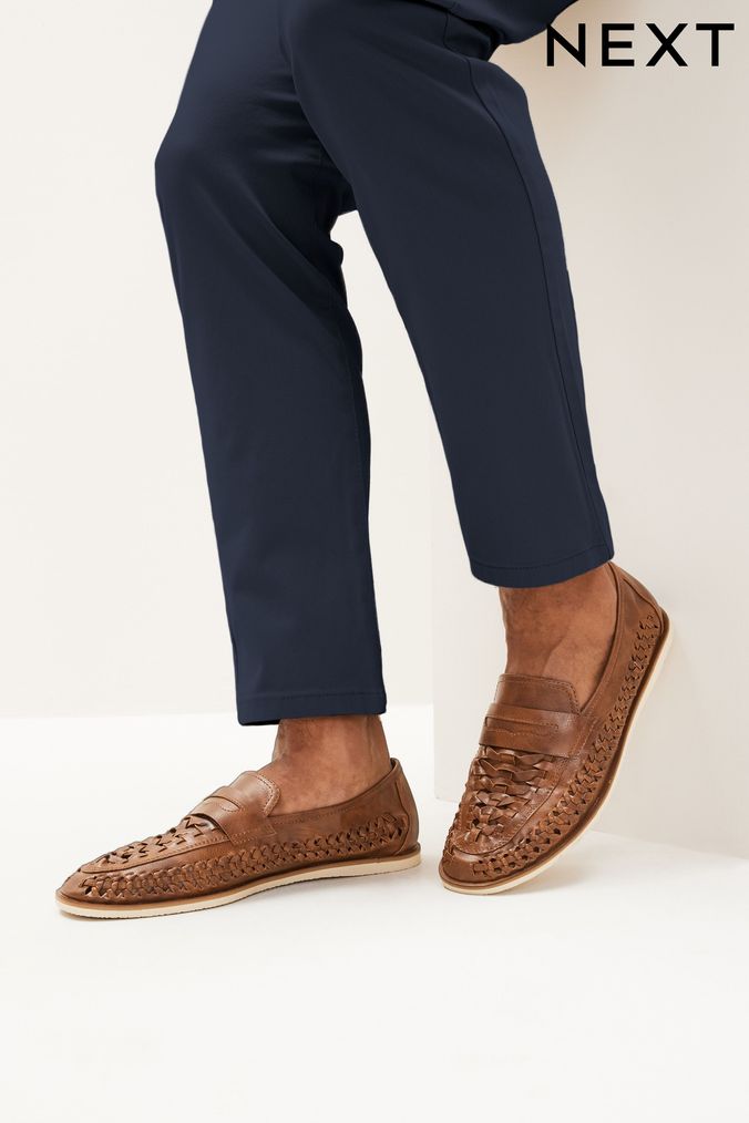 Tan Brown Weave Loafers (M17794) | £40