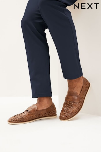 Tan Brown Weave Loafers (M17794) | £38