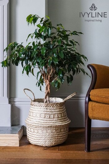 Ivyline Natural Small Seagrass Chevron Lined Basket (M19072) | £23