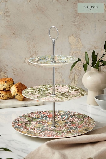 Morris & Co. Pink Strawberry Thief 3 Tier Cake Stand (M19436) | £58