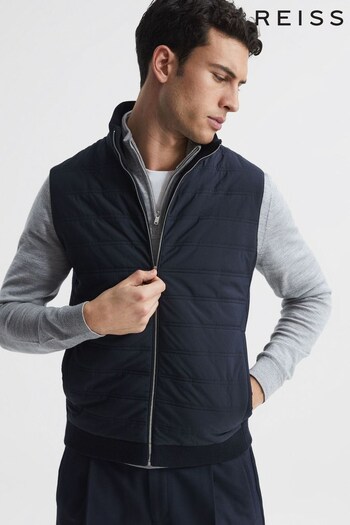 Reiss Navy William Quilted Gilet (M20584) | £138