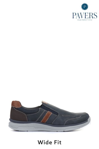 Pavers Blue Mens Wide Fit Slip-On Trainers (M20644) | £43