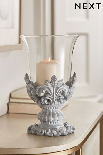 Grey/White Vintage Pillar Candle Holder (M20727) | £28