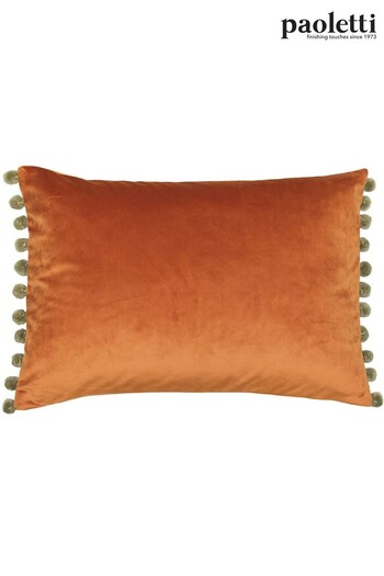 Riva Paoletti Rust Orange/Khaki Green Fiesta Velvet Polyester Filled Cushion (M21532) | £17