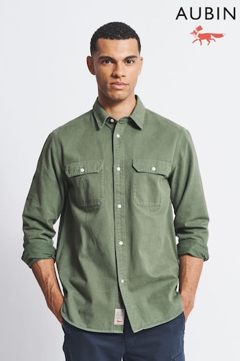 Aubin Green Normanby Cotton Twill Shirt (M23051) | £89