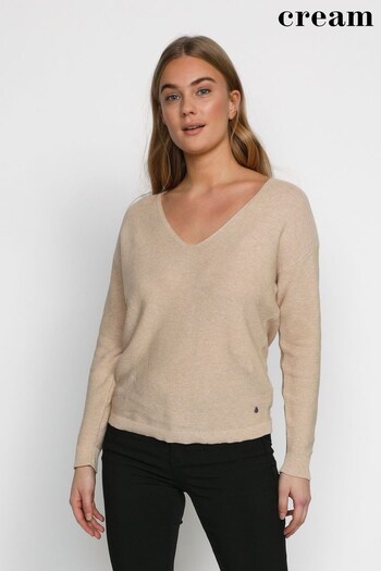 Cream Cream Sillar V-Neck Long Sleeved Sweater (M23282) | £60