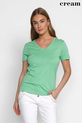 Cream Green Naia V-Neck T-Shirt (M23298) | £20