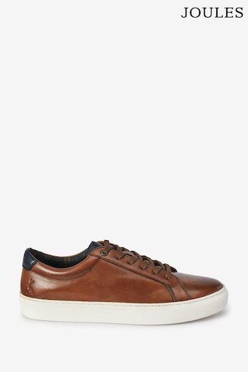 Joules Tan Brown Leather Trainers (M23376) | £69
