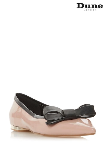 Dune London Natural Clash Pointed Toe Bow Detail Flat Shoes (M23833) | £85