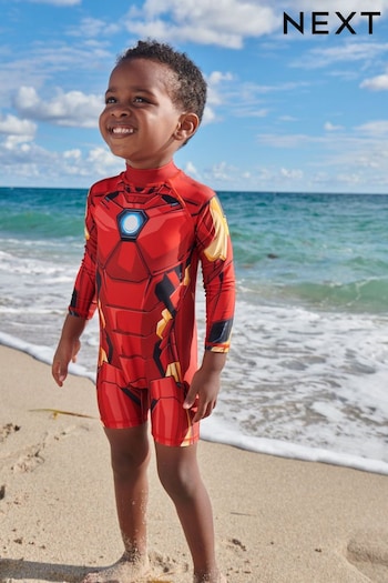 Iron Man Red Sunsafe Swimsuit (3mths-8yrs) (M24312) | £14 - £18