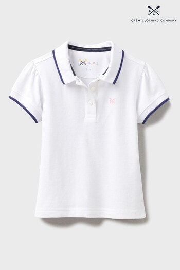 Crew Clothing Company White Classic Pique Puff Sleeve Polo Viola Shirt (M25292) | £16 - £18