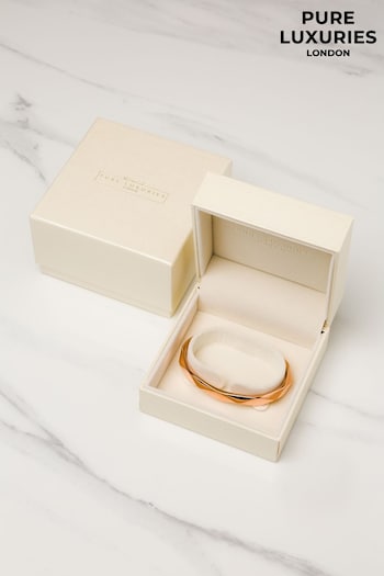 Pure Luxuries London Aurelle Rose Gold Plated Sterling Silver Bangle (M25493) | £220