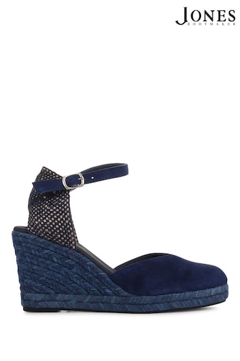 Jones Bootmaker Ladies Blue Arabella Leather Wedge Sandals (M27202) | £89