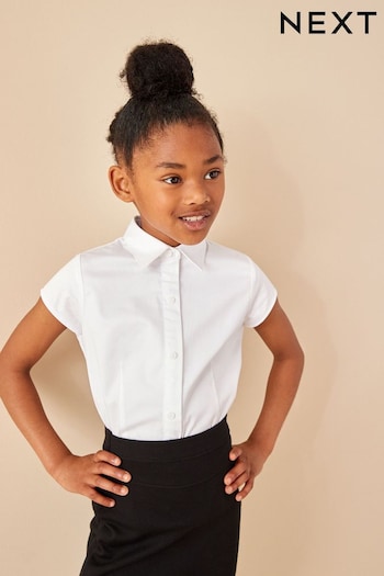 White Dressing Made Easy Cotton Rich Stretch Short Sleeve School Shirt (3-17yrs) (M27444) | £8 - £15