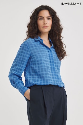 JD Williams Blue Textured Check Fabric Shirt (M27695) | £26