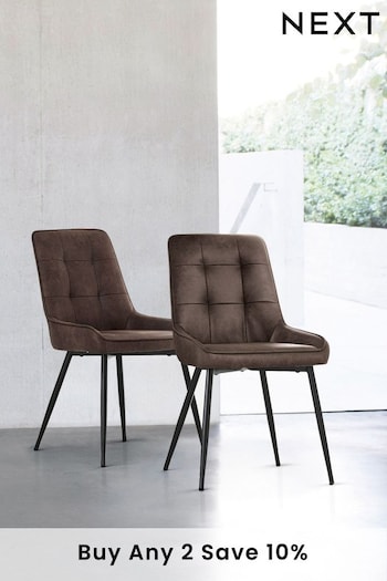 Set of 2 Monza Faux Leather Peppercorn Brown Cole Non Arm Dining Chairs (M29620) | £280