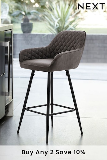 Monza Faux Leather Peppercorn Brown Hamilton Fixed Height Arm Kitchen Bar Stool (M29627) | £165
