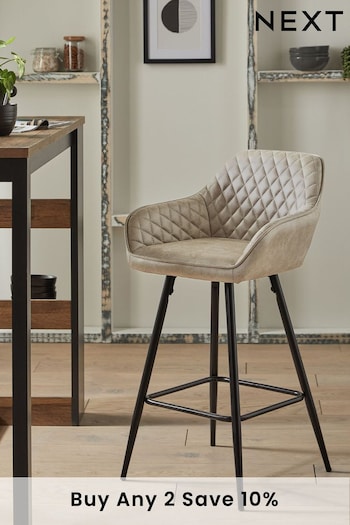 Monza Faux Leather Mink Hamilton Fixed Height Arm Kitchen Bar Stool (M29635) | £165
