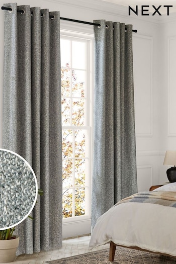 Blue Cosy Texture Lined Eyelet Curtains (M30239) | £70 - £150