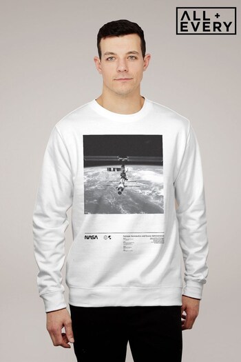 All + Every White NASA International Space Station Black And White Mens Sweatshirt (M30267) | £36