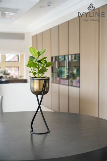 Ivyline Brass Garden Indoor Kensington Round Planter (M31017) | £55