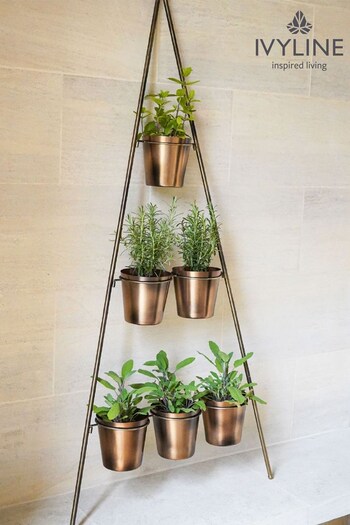Ivyline Gold Large Outdoor Vertical Wall Plant Stand with Planter (M31062) | £150