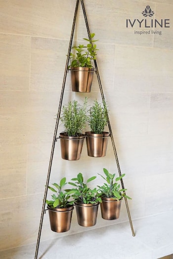 Ivyline Gold Medium Outdoor Vertical Wall Plant Stand with Planter (M31063) | £100