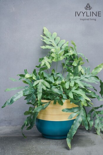 Ivyline Teal Blue Garden Bamboo Planter (M31117) | £33