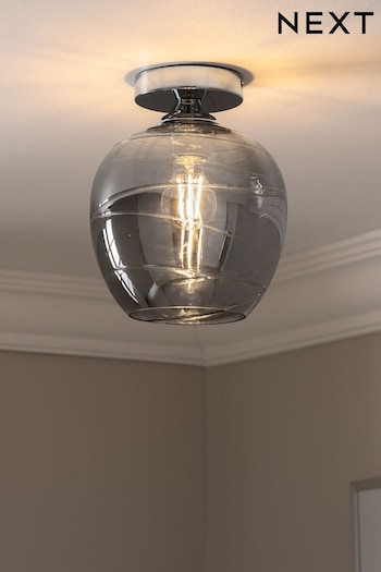Smoke Grey Drizzle Flush Ceiling Light (M31241) | £40